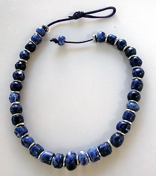 Hand Sculpted sodalite bead necklace