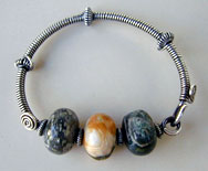 spring bracelet with large stone beads