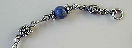 Ankle Bracelet dumortierite and handmade sterling silver chains and clasp by Vicky Jousan