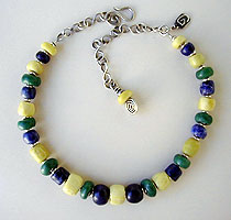 Green and Blue Aventurine and Verd Antique - stone beads by Africa John - sterling silver necklace by Vicky Jousan