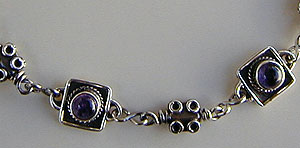 Ankle Bracelet Amethyst and handmade sterling silver chains and clasp by Vicky Jousan