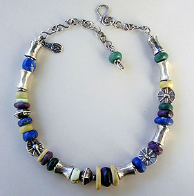 Lapis, Sugilite, Aventurine - stones by Africa John - sterling silver necklace by Vicky Jousan