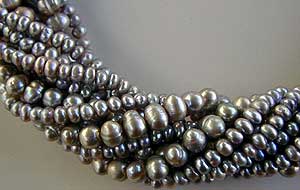 Silver freshwater pearls and sterling silver 11-strand Necklace by Vicky Jousan