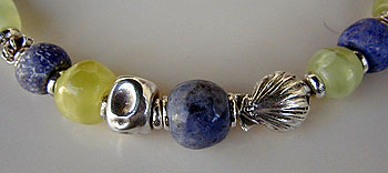 Dumortierite and Phrenite with Hill Tribe Silver bangle choker, bracelet and matching earrings