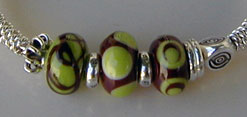 Lampwork Beads by Chris Sharpe with Hill Tribe Silver bangle bracelet and earrings - by Vicky Jousan