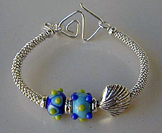 Lampwork Beads by Susan Barnes with Hill Tribe Silver bangle bracelet and earrings - by Vicky Jousan