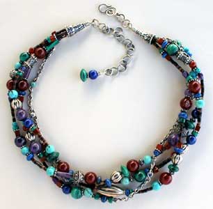 Multi Color Gemstone necklace and earrings by Vicky Jousan