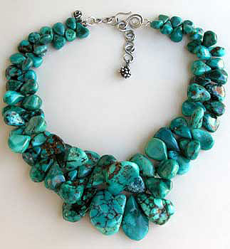Tibetan Turquoise necklace with sterling silver chain and clasp by Vicky Jousan