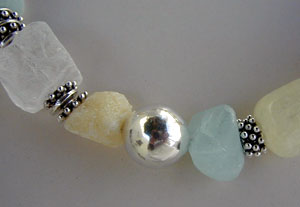 Citrine, Aquamarine, Calcite, Quartz and sterling silver necklace by Vicky Jousan