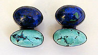ChineseTurquoise, Azurite/Malachite and sterling silver earrings by Vicky Jousan