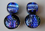 Dichroic Glass and Sterling Silver earrings by Vicky Jousan