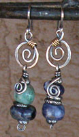 Sodalite, Amazonite and Sterling Silver Earrings