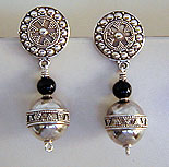 Black Onyx Bali silver earrings