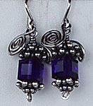 purple velvet crystal earrings