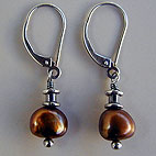 Sterling Silver and Golden Pearl earrings
