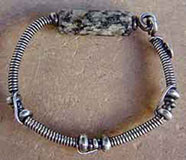 Bali sterling silver wire wrapped antique African granite bead bracelet by Vicky Jousan