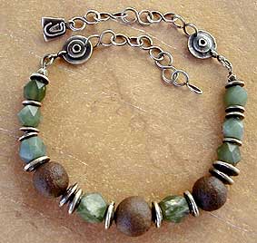 handcrafted Moqui marble, jade, and sterling silver necklace by Vicky Jousan
