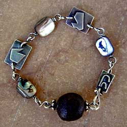 Sterling silver, moqui marble, abalone pendulum  bracelet by Vicky Jousan
